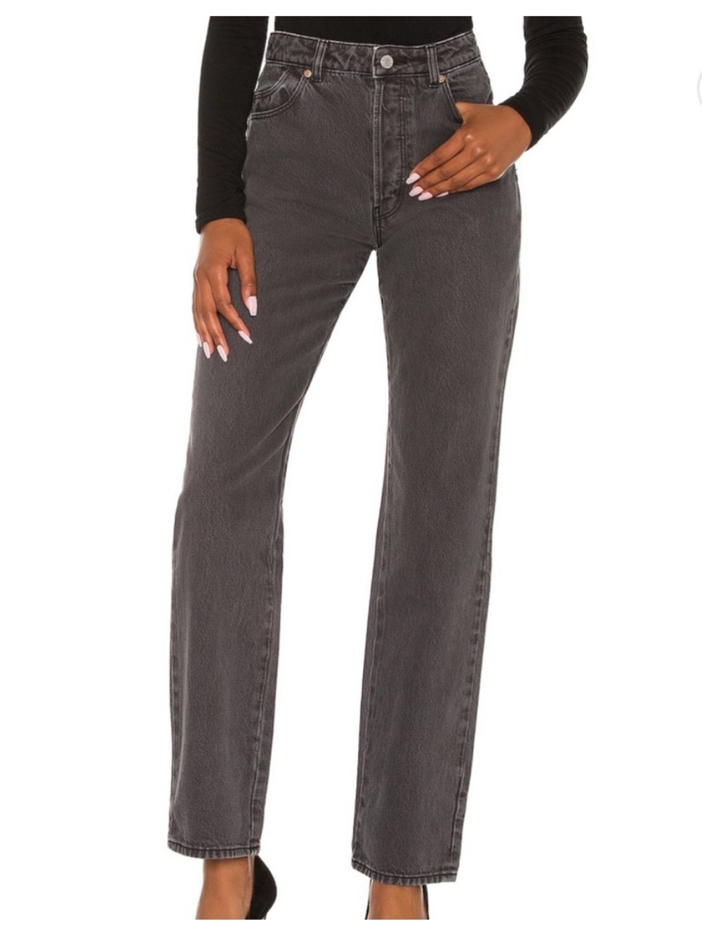 Rollas Retro 80's Black Classic Straight Jean 25 High Rise Regular Fit